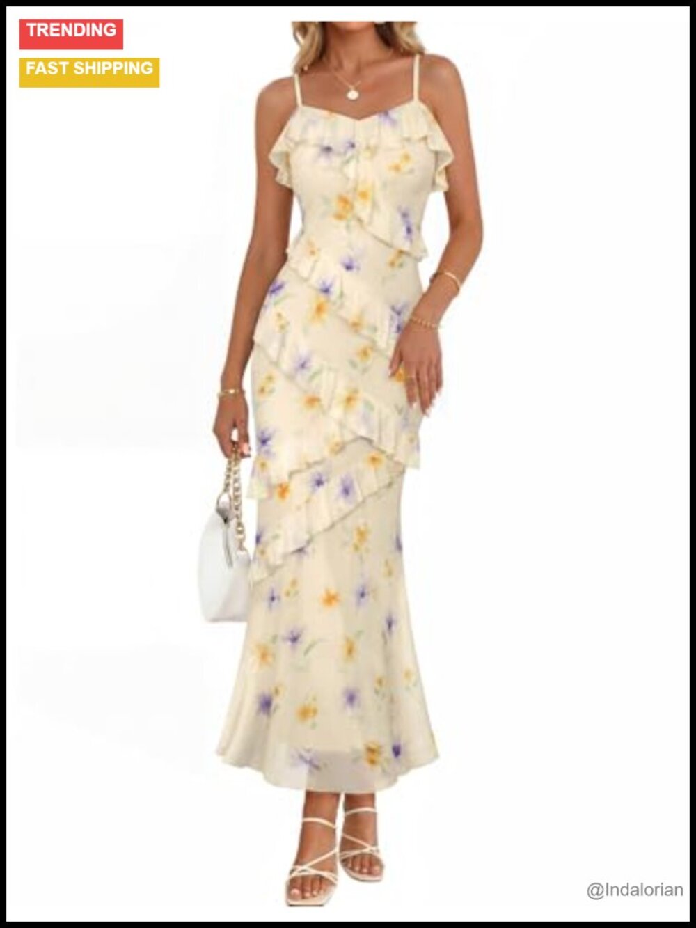 Floral Maxi Dress Spaghetti Strap Backless Bodycon Formal Wedding Guest